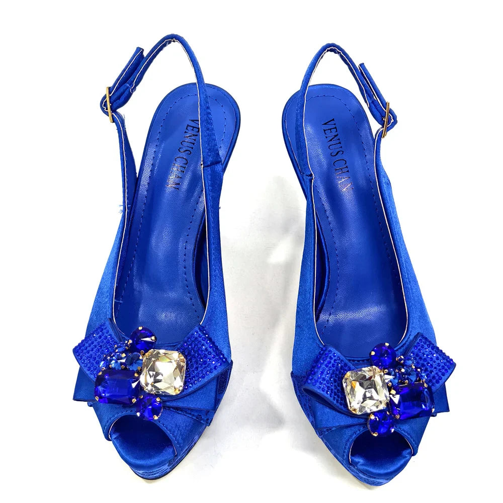Elegant Women Heels for Party Open Toe Special Material Design Rhinestone Italian Only Sandals and Set to Choose 2024