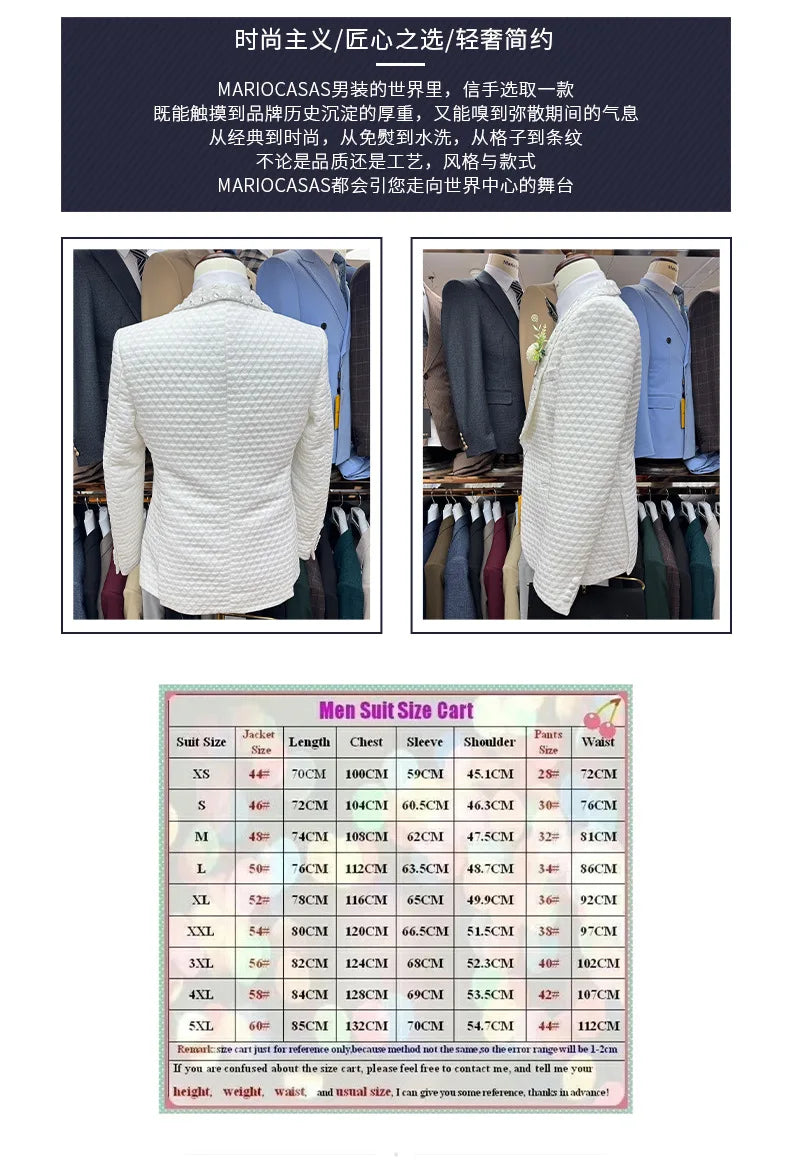 2025 Wedding Men Suits Tuxedos New Modern Crystal Suit Peaked Lapel Single Breasted Sparkly Diamond Men's Blazers Men Suits