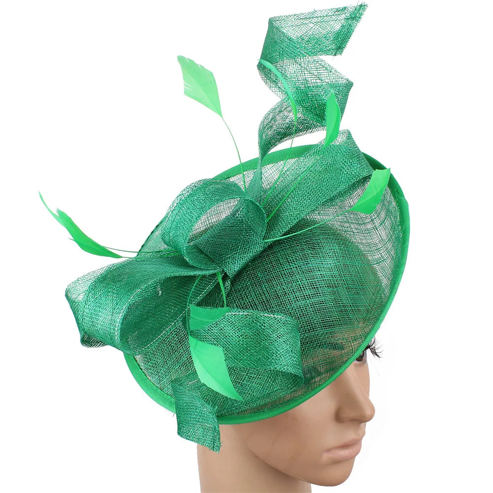 Formal Women Wedding Chuch Hat Bride Mariage Chapeau Ladies Party Occasion Derby Fascinator Sinamay Hat With Headband Accessory