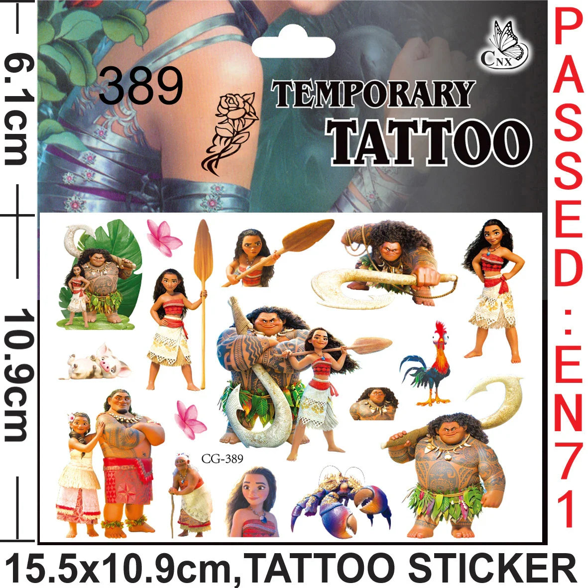 Moana Maui Simea Temporary Tattoo Stickers Party Favors Gifts Goodie Bag Fillers for Kids Birthday Party Supplies Baby Shower