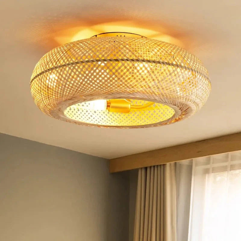 Silent Ceiling Fan Fans With Lights Remote Control Lamp 50cm Air Invisible Blades Retractable