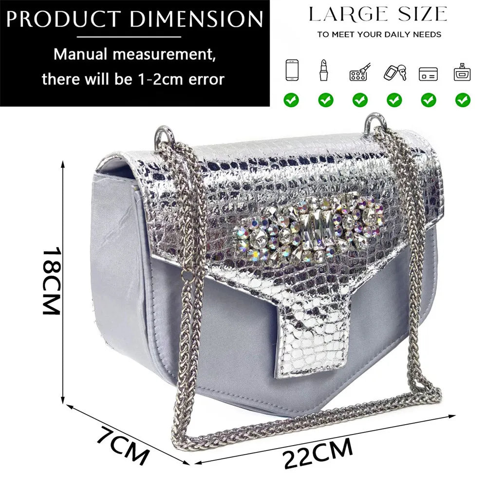 Women's Open Toe Heels Fashionable Rhinestone Decoration Shoe and Bag Set