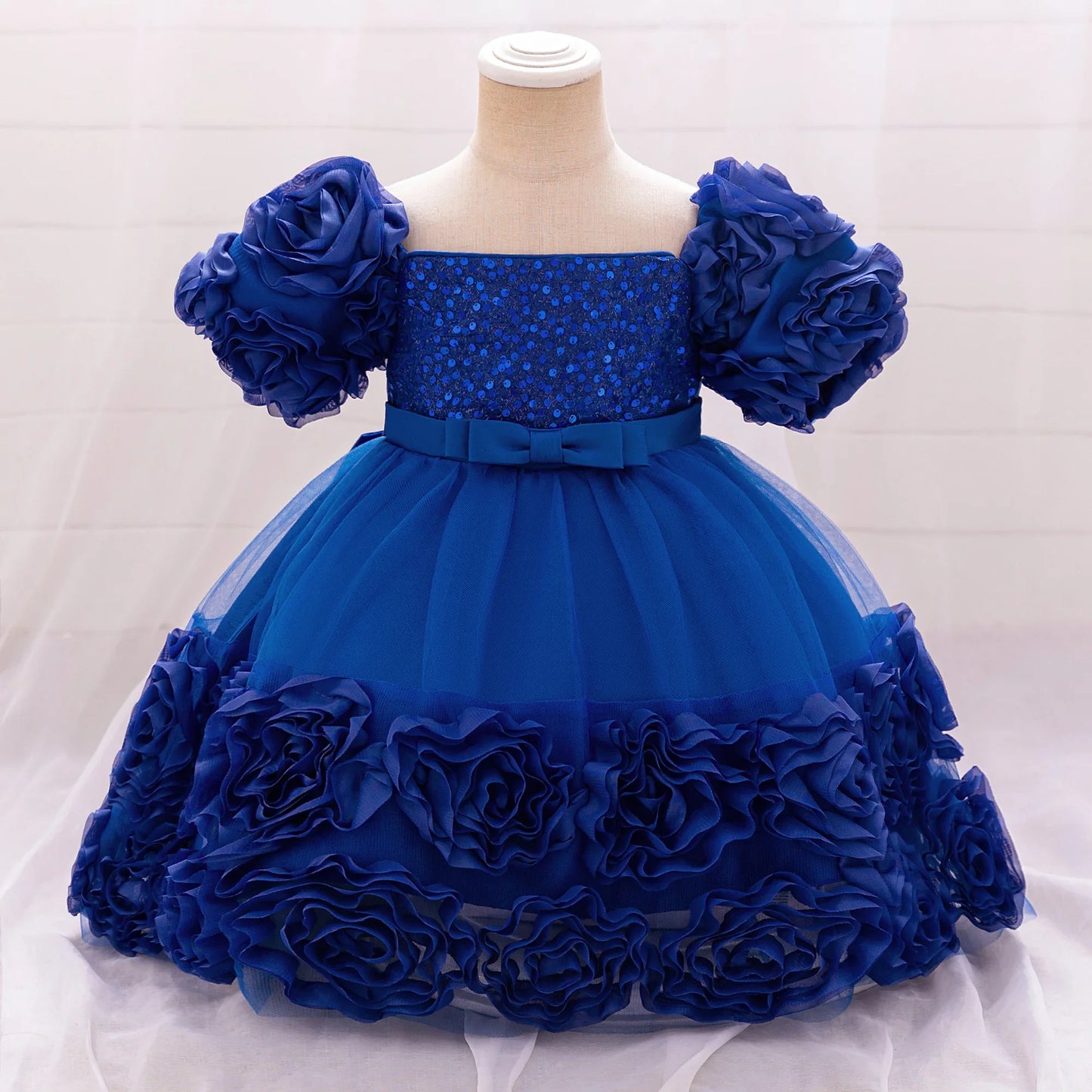 Girls 3D Flower Party Princess Dress for Baby Christmas Gown 1-10 Yrs Birthday Bow Tulle Bridemaid Dresses Wedding Kids Clothing