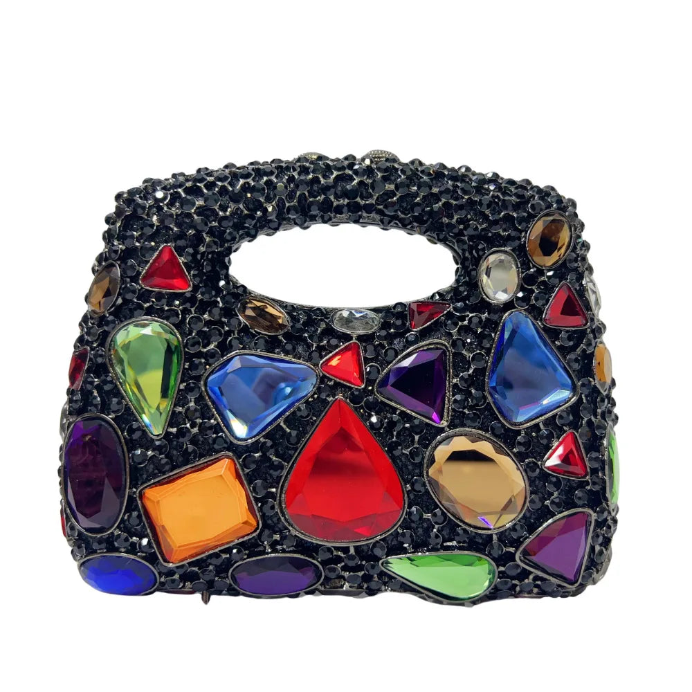 Women's Gold Crystal Clutch Purse
