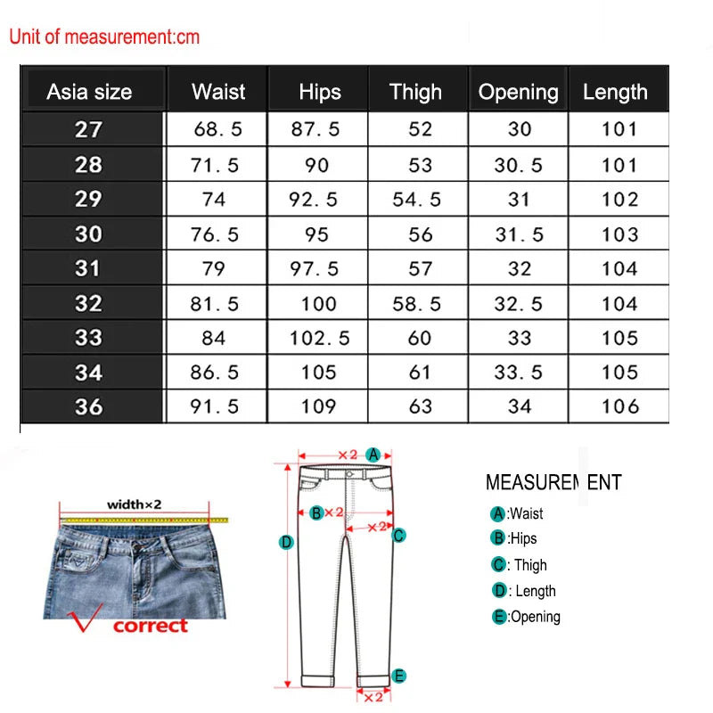 Grey Denim Jeans Male Elastic Pants Fashion Men's Long Thin slim fit