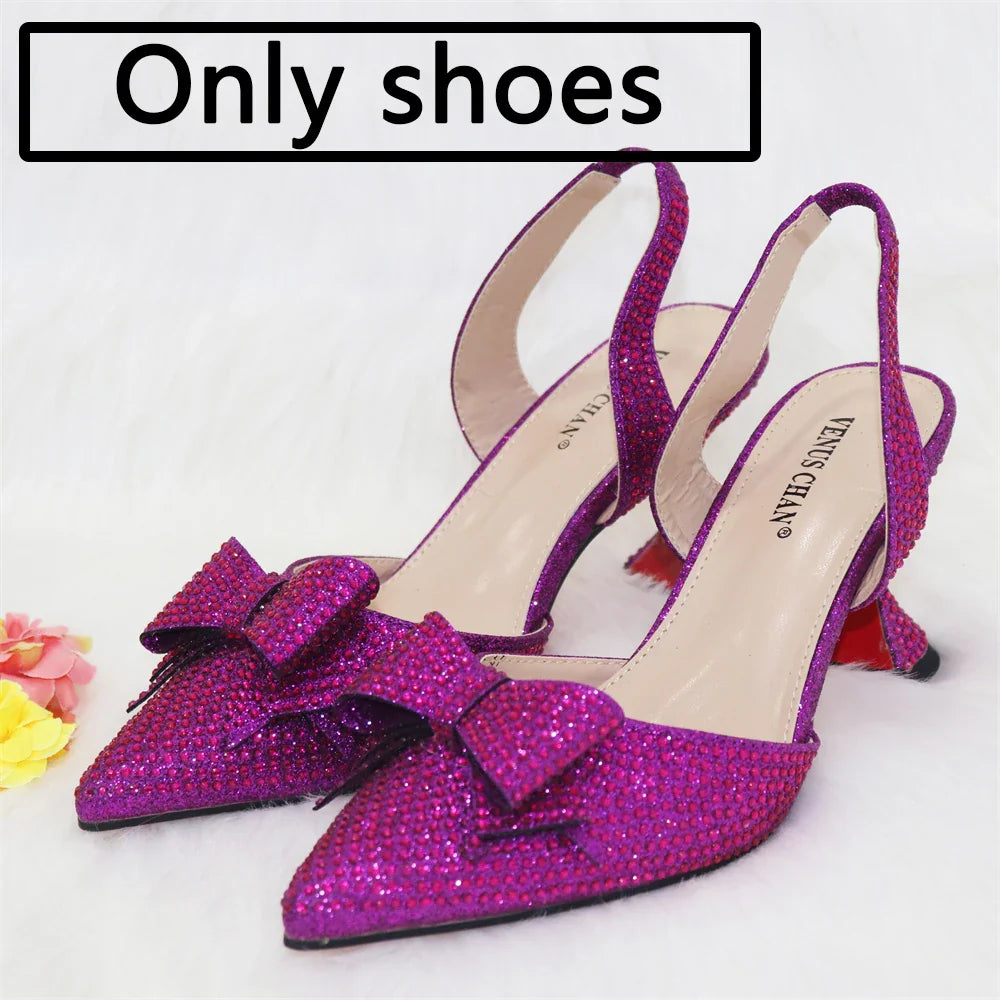 Nigeria Popular New Elegant R.Blue Crinkled Fabric Tote Handle Simple And Versatile Exquisite Party Shoes And bag Set