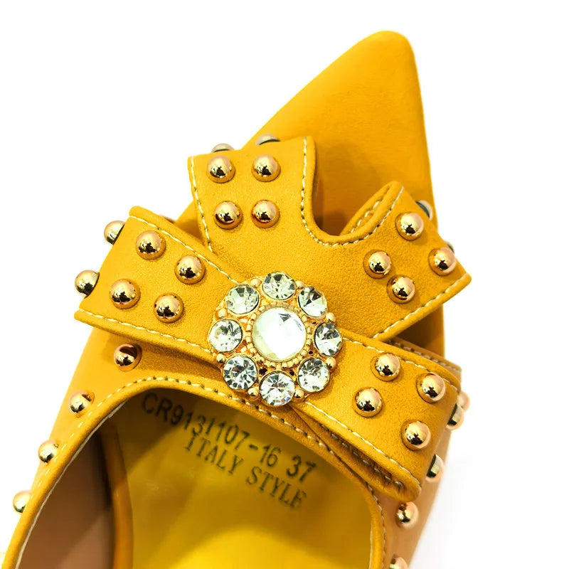 2022 Rivet Style  Women Shoes and Bag to Match in Color matching High Quality Nigerian Design Matching Shoes and Bag