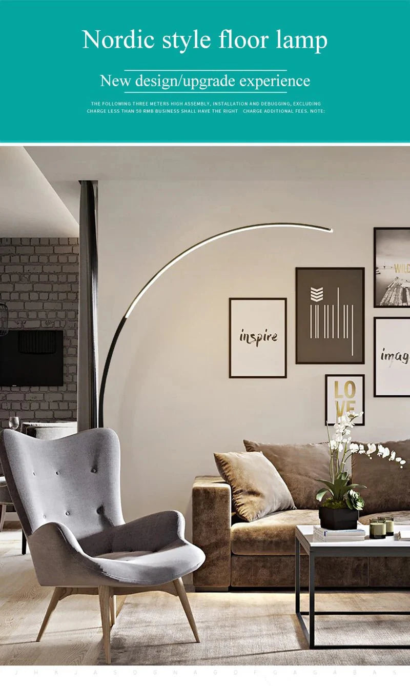 Nordic LED Corner Floor Lamp Simple Black White Floor Light For Dining Room Living Room