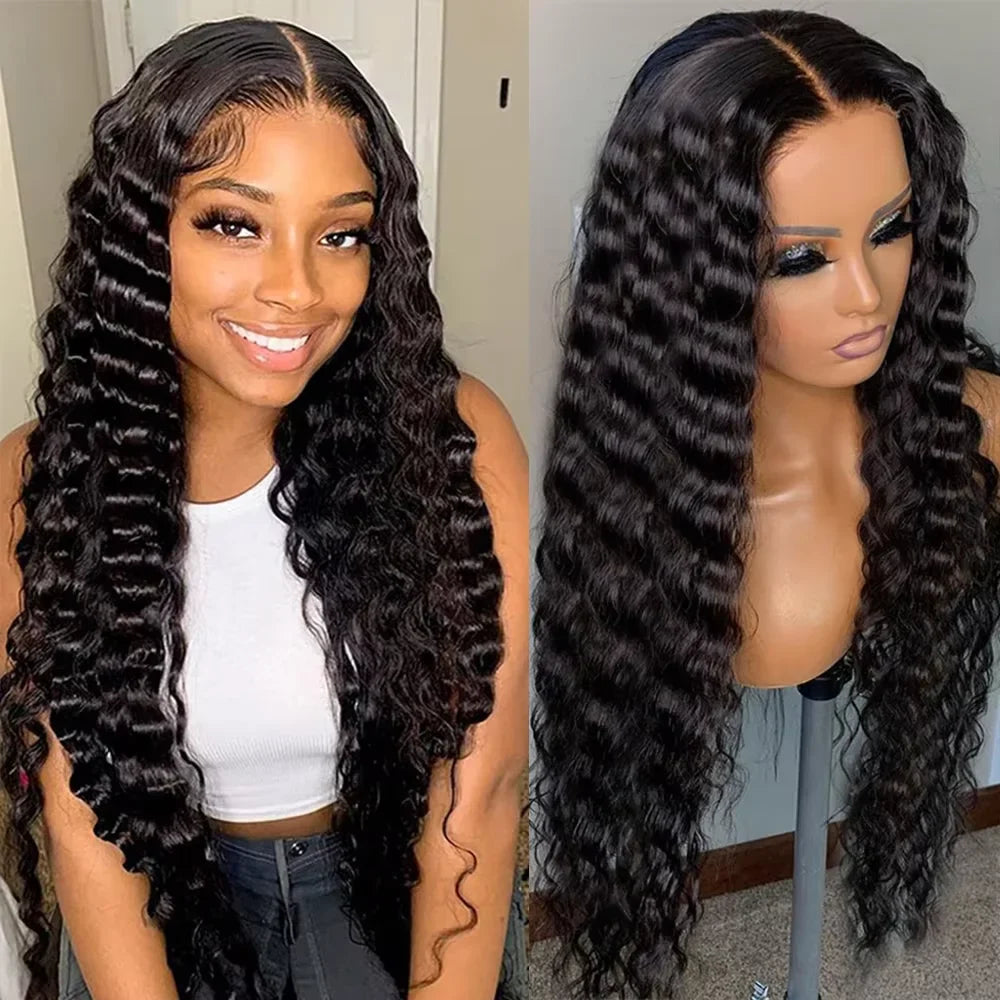 Dark Red Loose Deep Wave 13X6 13X4 Lace Front Wigs Human Hair Transparent  200% Density 100％ Human Hair Wigs For Women