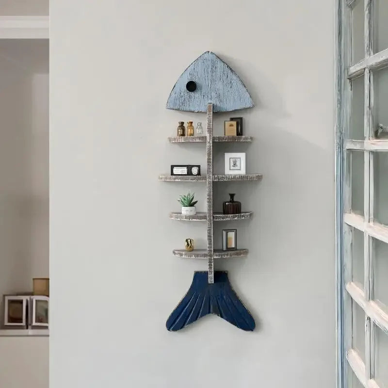 Mediterranean Fishbone Wall Shelf – 3D Wooden Wall Decor & Storage (Flat, Pointed or Vertical)