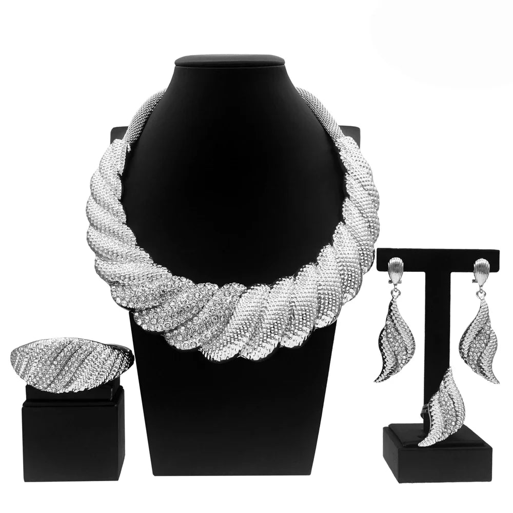 Dubai Gold Plated Jewelry Sets For Women Surround Big Necklace Plate 24K Original For Wedding Banquet Parties Luxurious Jewelry