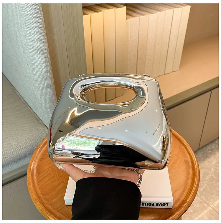 Golden Acrylic Women Hobo Bags Luxury Designer Clear Beach Handbags Dinner Party Wedding Round Top Handle Evening Clutch Purse