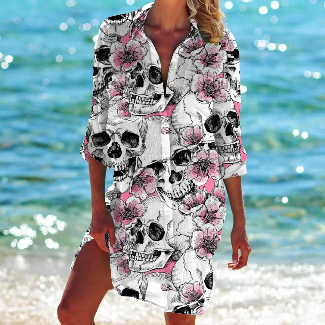 3.Boho Style Summer Cover-Up – Women's Tropical Print Beach Blouse Selection