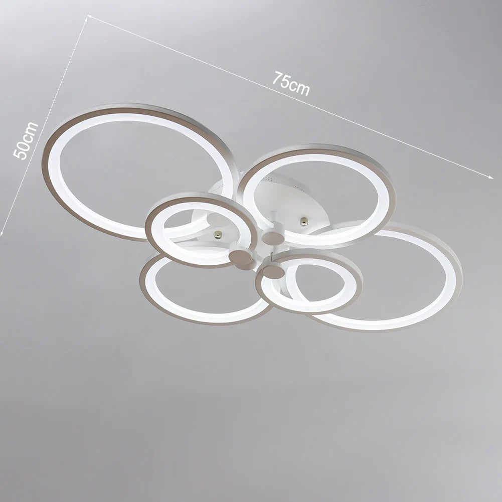 KOMORE Modern Circular LED Semi Flush Ceiling Light, 54 W/94W/142W Cool White for Nordic Decor for Office, Living Room, Bedroom