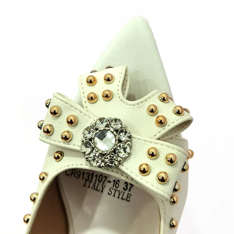 2022 Rivet Style  Women Shoes and Bag to Match in Color matching High Quality Nigerian Design Matching Shoes and Bag