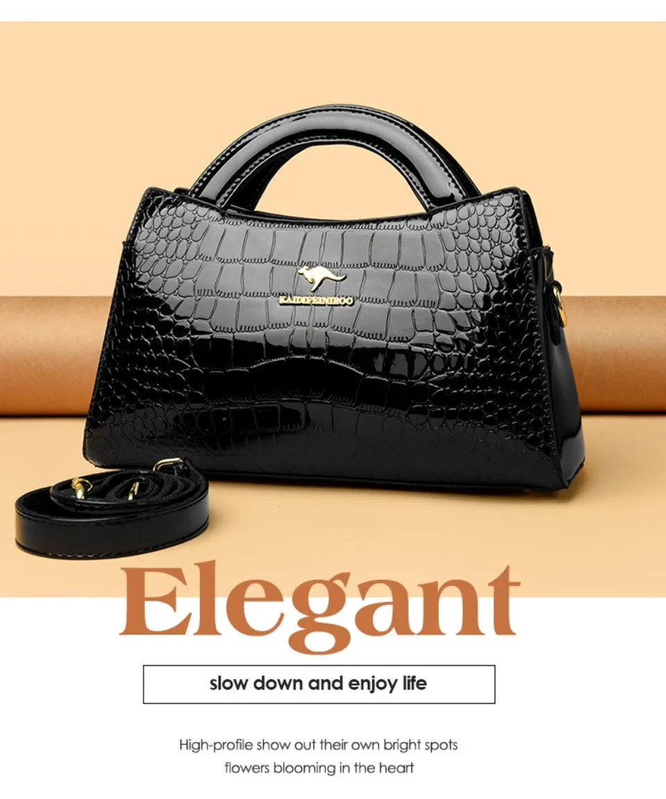 Kangaroo Brand Alligator Pu Leather Shoulder Bag Clutch Hand Bags