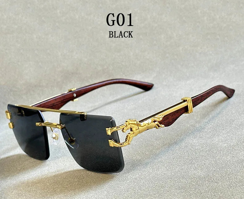 2024 Square Sunglasses For Men New Luxury Vintage Designer Rimless Sunglasses Women Trendy Fashion Glasses Gafas De Sol Hombre