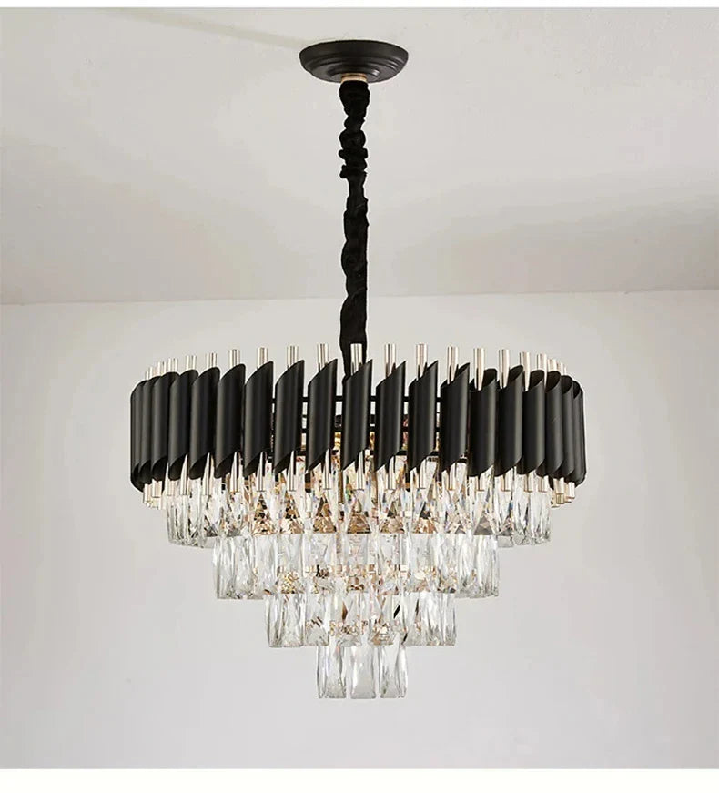 Creative Luxury Crystal Chandelier Rectangular Restaurant Pendant Lights Modern LED Living Room Lamp Lustre Home Elegant Fixture
