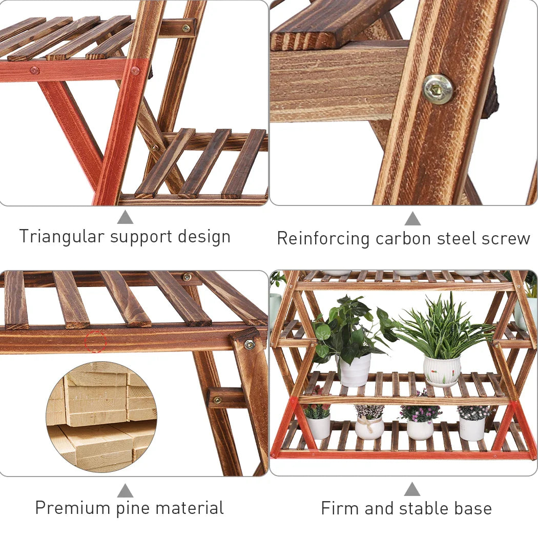 Extra Large Wood Flower Rack, 8 Tier Plant Stand, Bonsai Shelf, Display Rack, Indoor and Outdoor