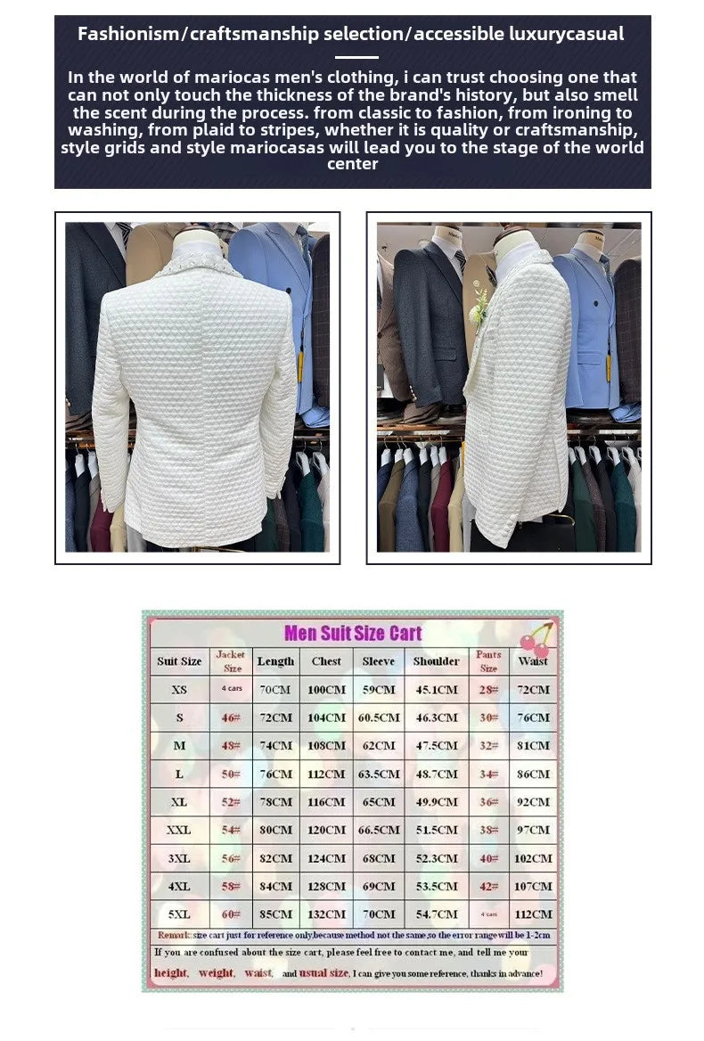 2025 Wedding Men Suits Tuxedos New Modern Crystal Suit Peaked Lapel Single Breasted Sparkly Diamond Men's Blazers Men Suits