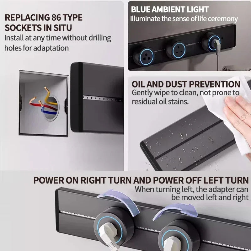 Movable Track Socket Smart Home Appliances Electronic Modular Mounted Rail