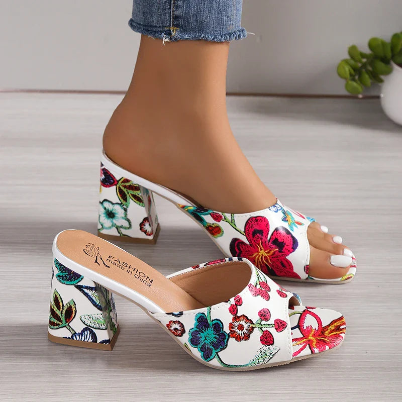 High Heels Women Slippers Chunky Fashion Sandals Designer New Shoes Slingback Flip Flops Dress Pumps Femme Slides