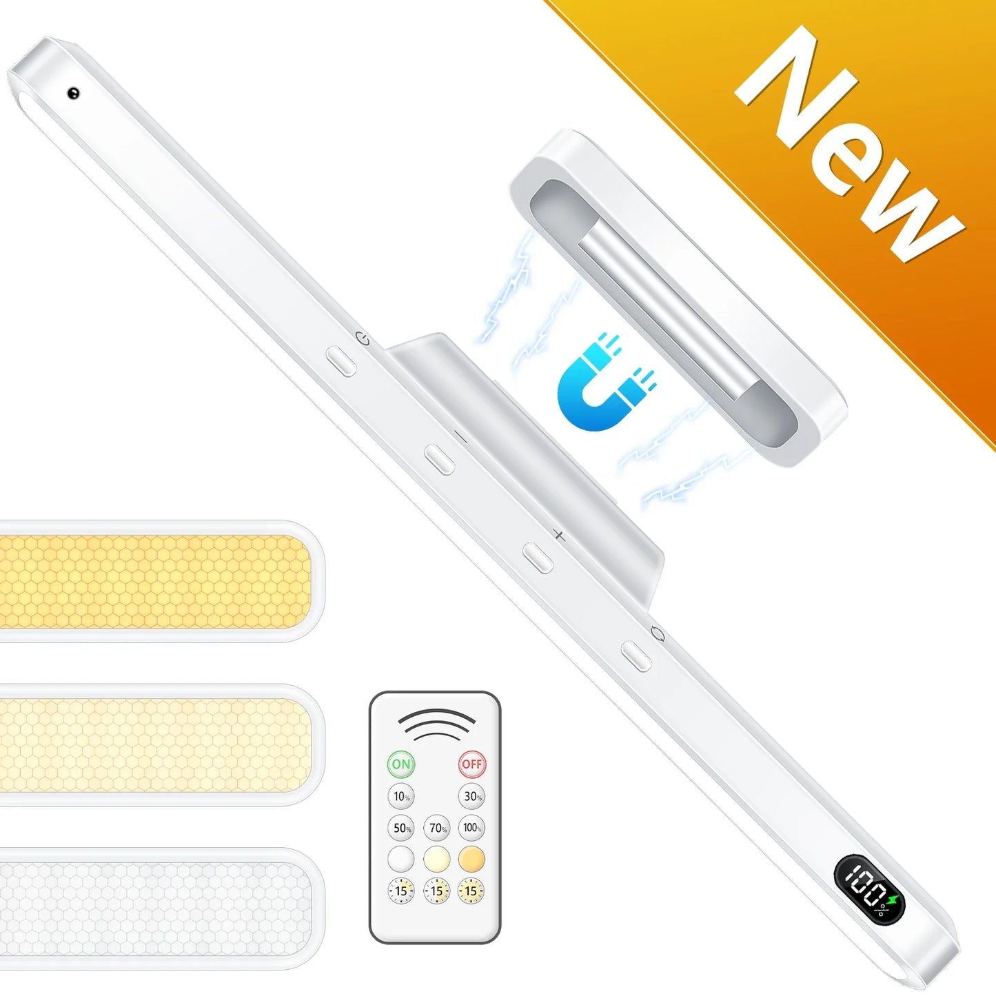Rechargeable LED Mirror & Cabinet Light Bar – 3 Color, Dimmable, Magnetic, Remote Control