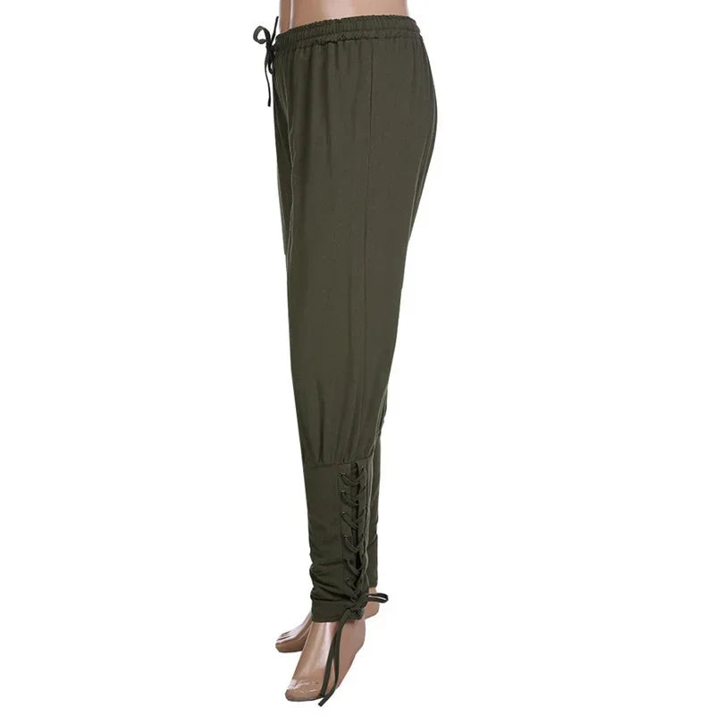 Men's Renaissance Pirate Pants – Medieval Viking Trousers with Lace-Up Cuffs