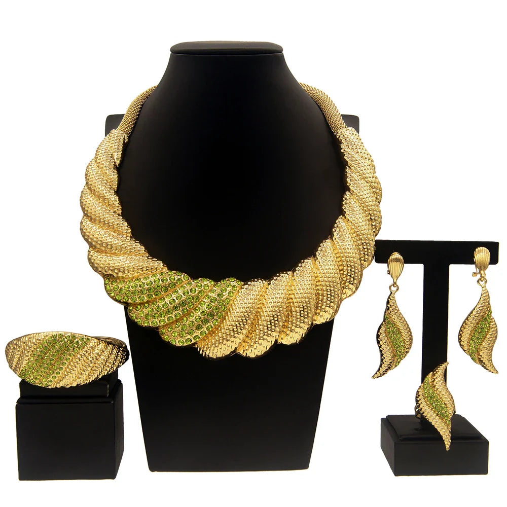 Dubai Gold Plated Jewelry Sets For Women Surround Big Necklace Plate 24K Original For Wedding Banquet Parties Luxurious Jewelry