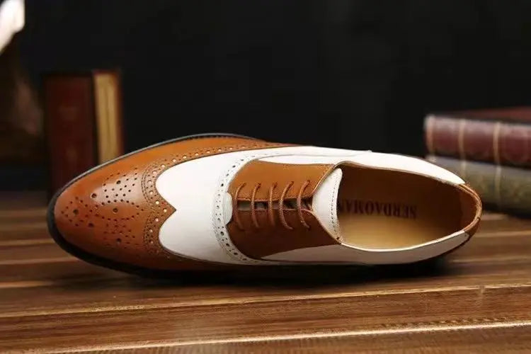 Men's Leather Shoes New Brogue Carved Large Size Shoes for Men Color Matching Quality Business Drive Men's Dress Leather Shoes