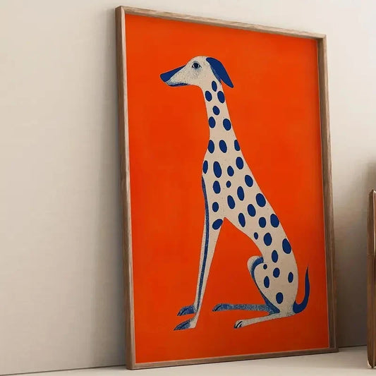 Abstract Dalmatian Dopamine Canvas Poster – Orange & Blue Modern Wall Art