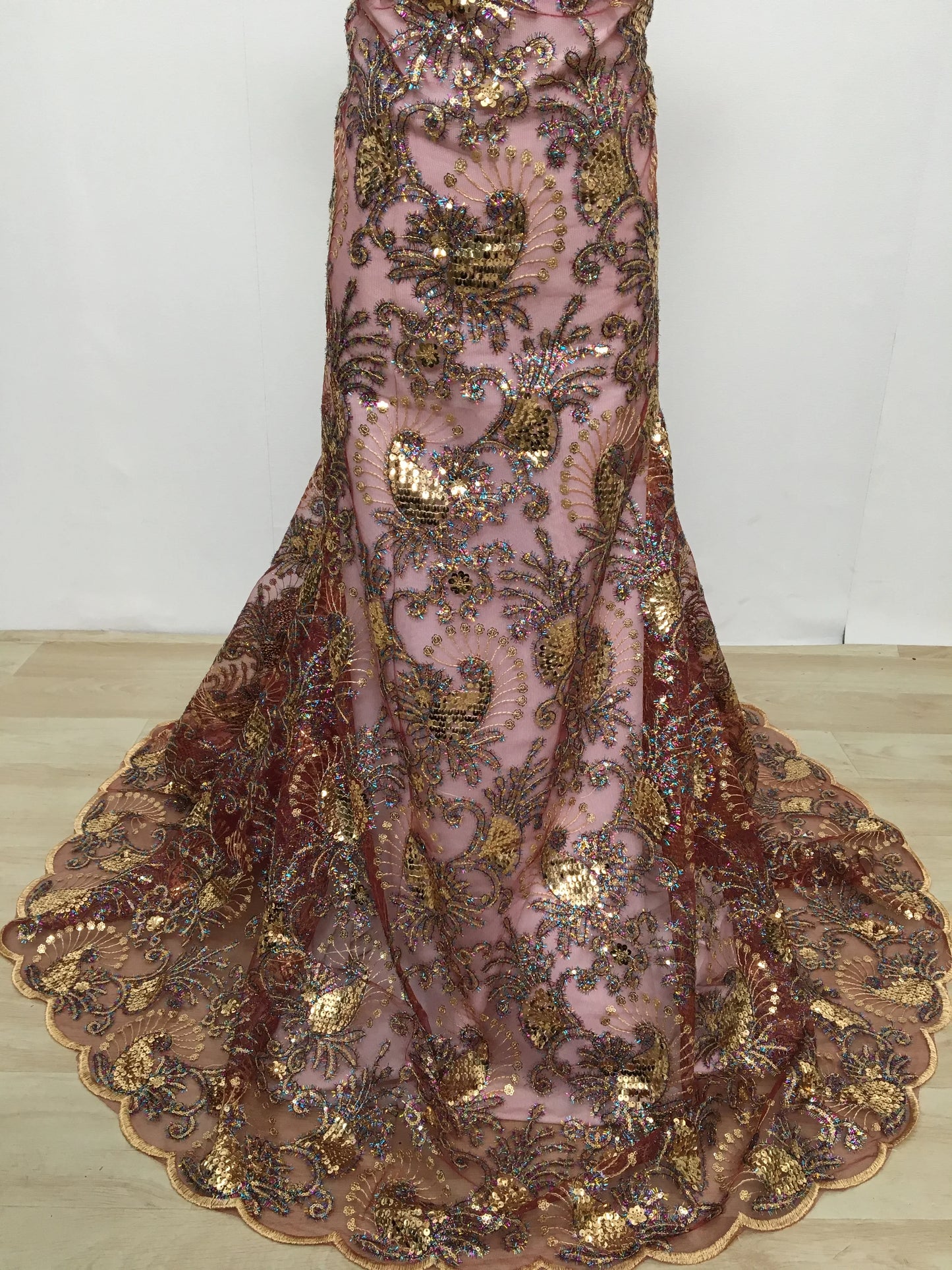 Kalume 2025 African Lace Fabric Sequins Nigerian Mesh Lace Fabric Sequins 5 Yards High Quality For Party Wedding Dress F3811