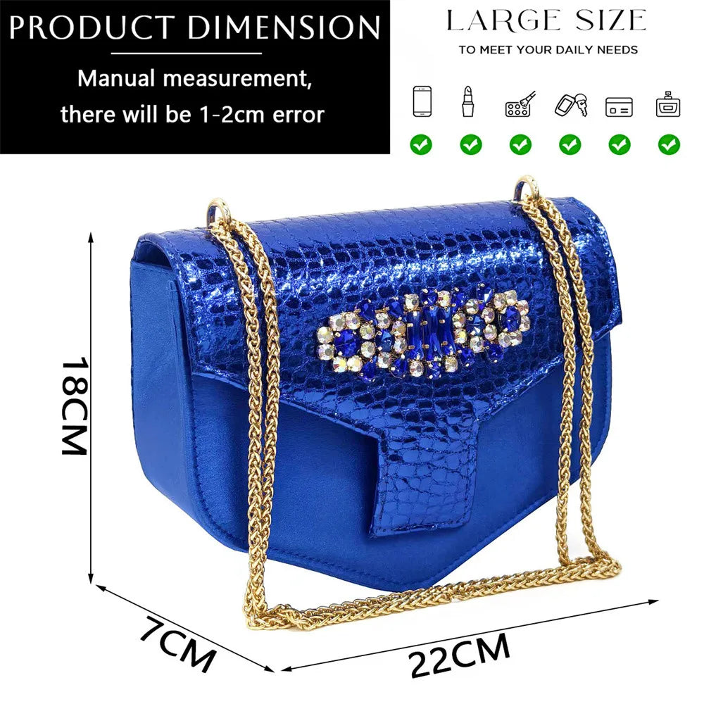 Women's Open Toe Heels Fashionable Rhinestone Decoration Shoe and Bag Set