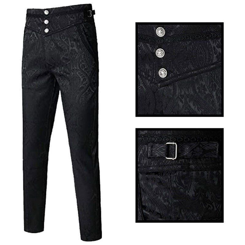 Unisex Gothic  Trousers Steampunk Dark Jacquard Victorian Trousers
