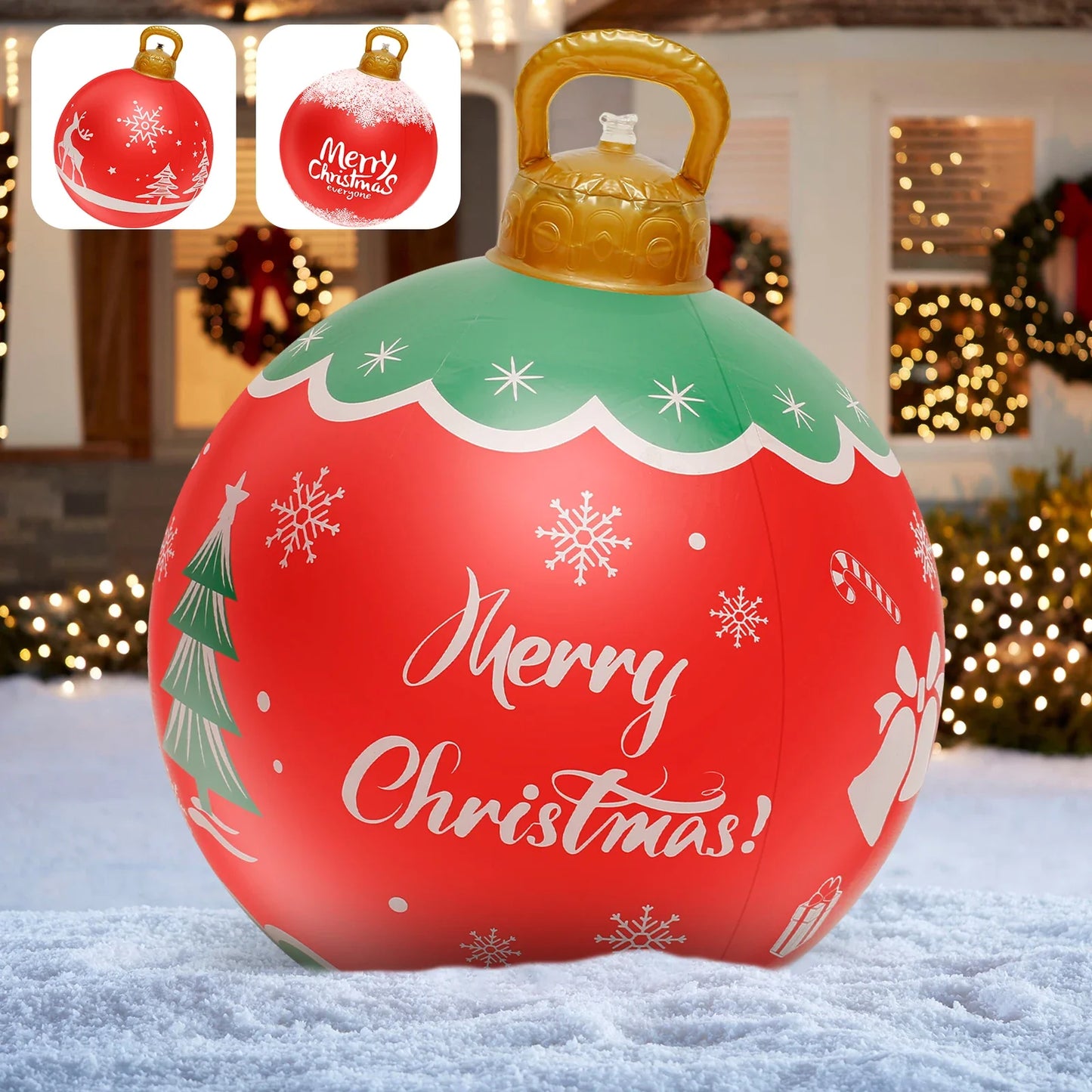 Inflatable Christmas Ball 23 Inch Large Outdoor Christmas PVC Inflatable Ball Reusable Giant Blow up Ball Decorations