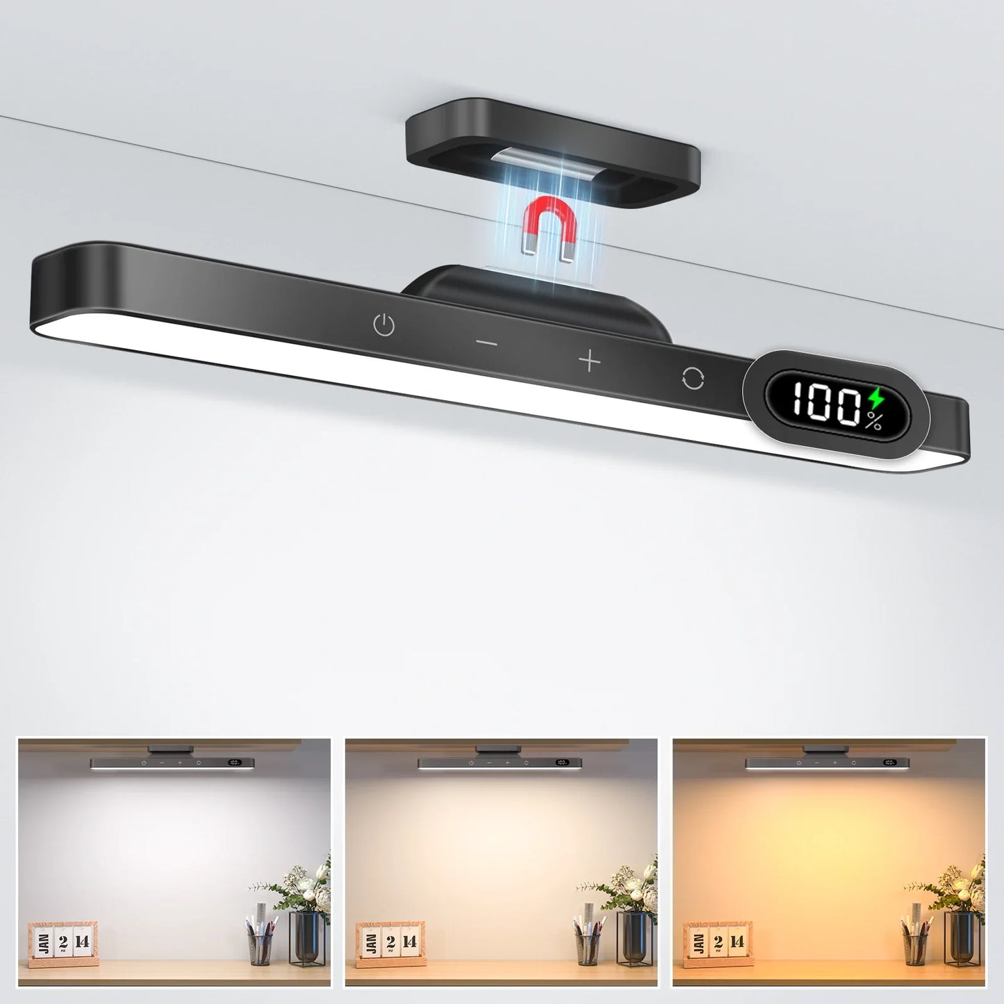 Rechargeable LED Mirror & Cabinet Light Bar – 3 Color, Dimmable, Magnetic, Remote Control