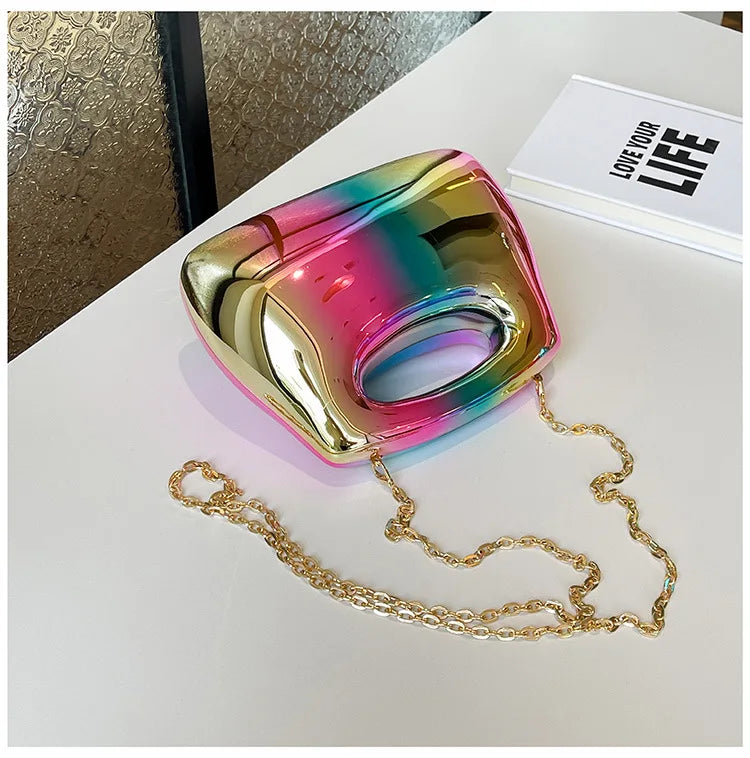 Golden Acrylic Women Hobo Bags Luxury Designer Clear Beach Handbags Dinner Party Wedding Round Top Handle Evening Clutch Purse