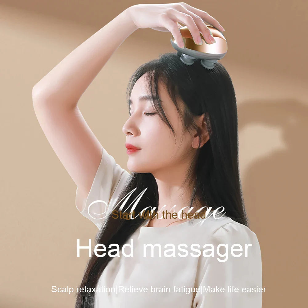 Electric Scalp Massager Hair Growth Portable Rechargeable Head Massage Stress Relax Waterproof Handheld Hair Scratcher Silicone
