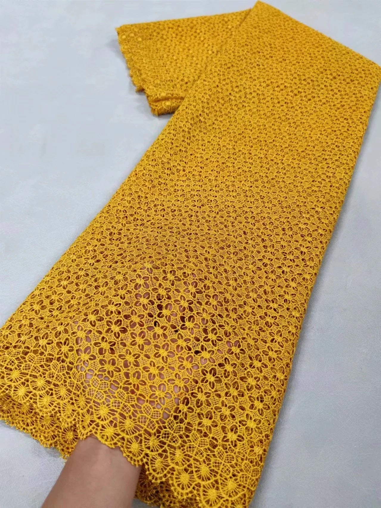 African Nigerian Cotton Wedding Tulle Lace Fabric, Party Dress Sequins for Sewing, Water Soluble, High Quality, 5Yards, XL024
