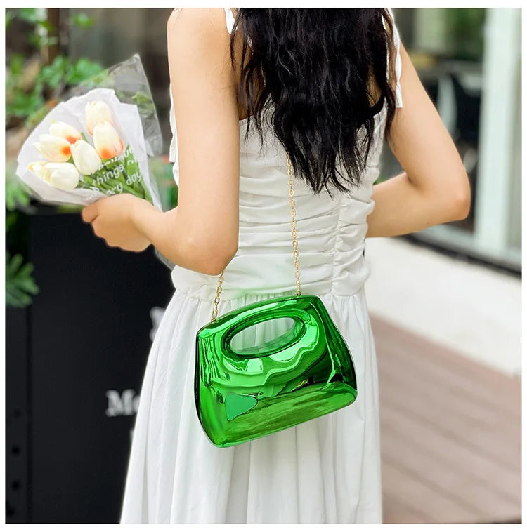 Golden Acrylic Women Hobo Bags Luxury Designer Clear Beach Handbags Dinner Party Wedding Round Top Handle Evening Clutch Purse