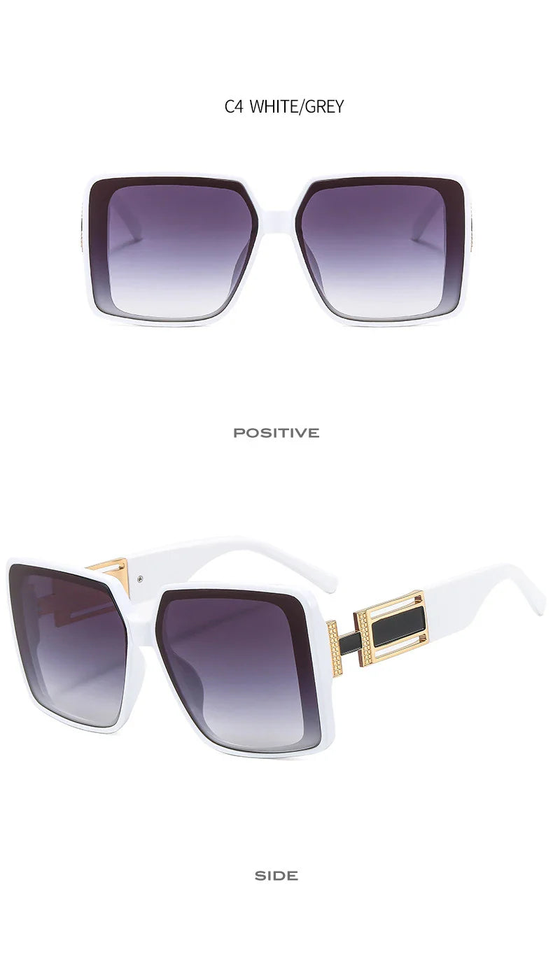 Fashion Brand Square Sunglasses For Woman Luxury Oversized Gradient Shades Sun Glasses Female Elegant Green Big Frame Eyewear