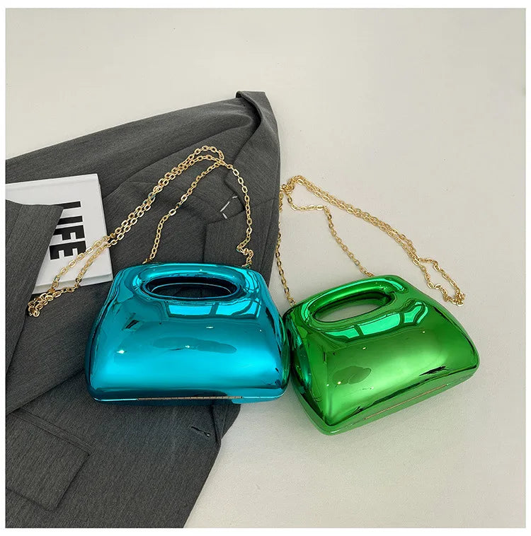 Golden Acrylic Women Hobo Bags Luxury Designer Clear Beach Handbags Dinner Party Wedding Round Top Handle Evening Clutch Purse