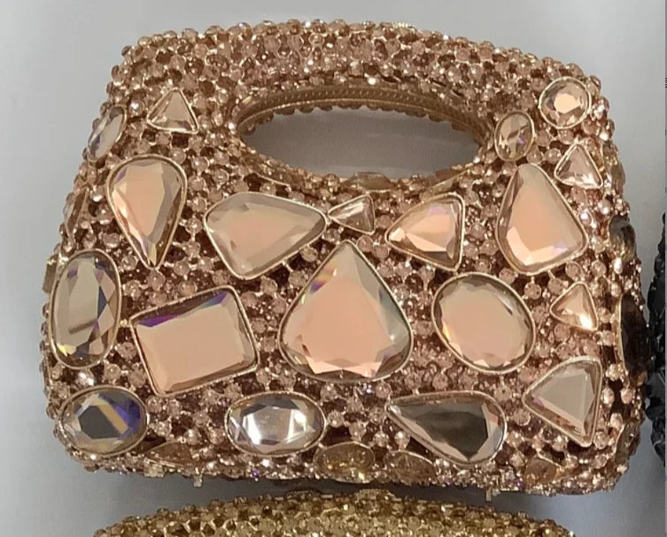 Women's Gold Crystal Clutch Purse
