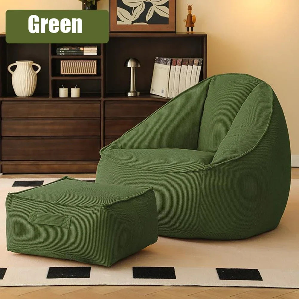 Single Lazy Bean Bag Sofa with Footrest Padding