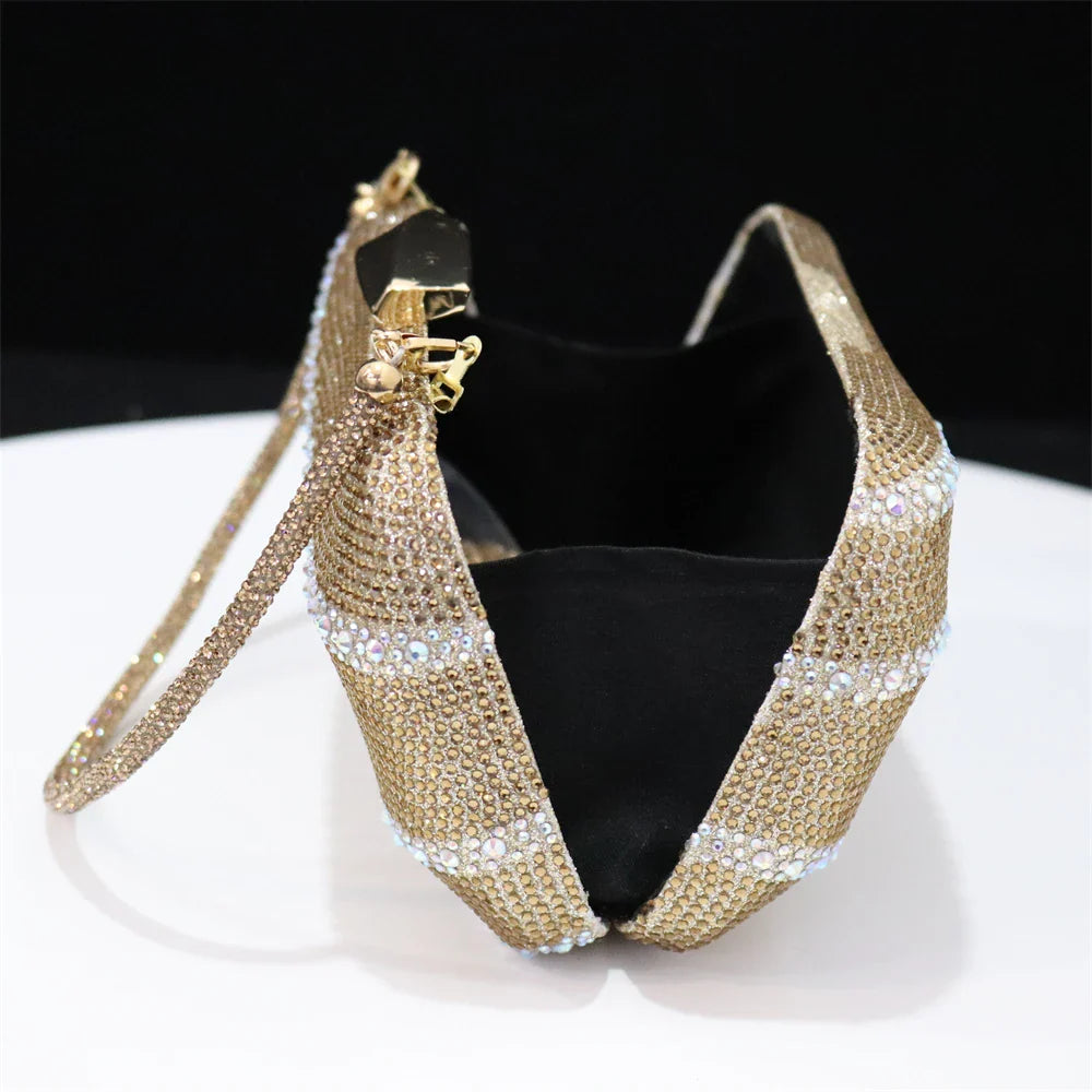 Venus Chan Shoes for Women 2023 Pointed Toe Black Heels Rhinestone Chain Party Sandals Italian Shoes and Bags Matching Set 2023