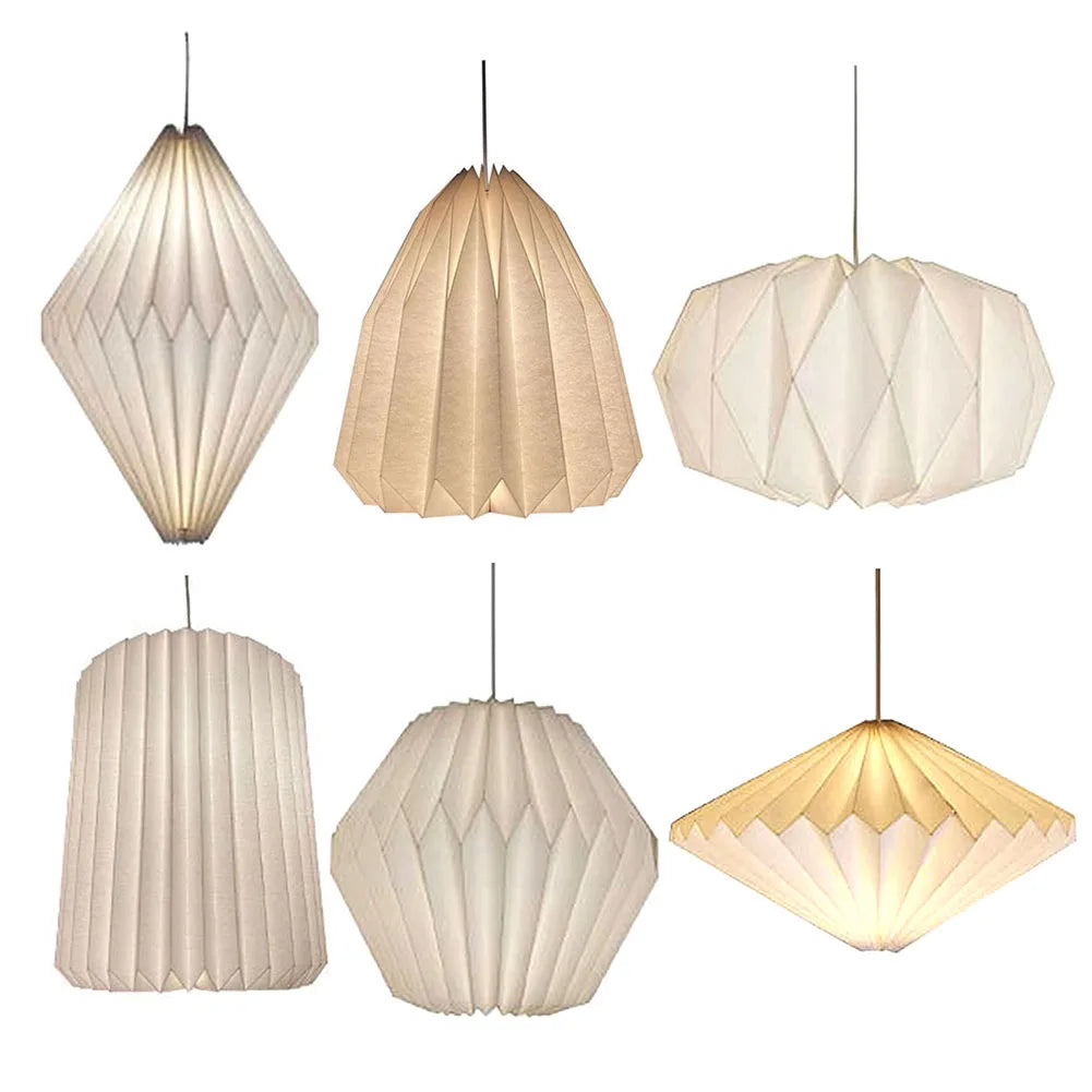 Nordic Creative Paper Origami Lantern Shade Foldable Hanging Pendant Light Art Decor for Living Room Bedroom Dining Room Decor