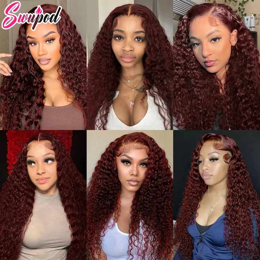 13x4 13x6 200 Density Transparent HD Lace Front Wig for Women Deep Wave Remy Human Hair  Ginger Orange 350 Color Glueless