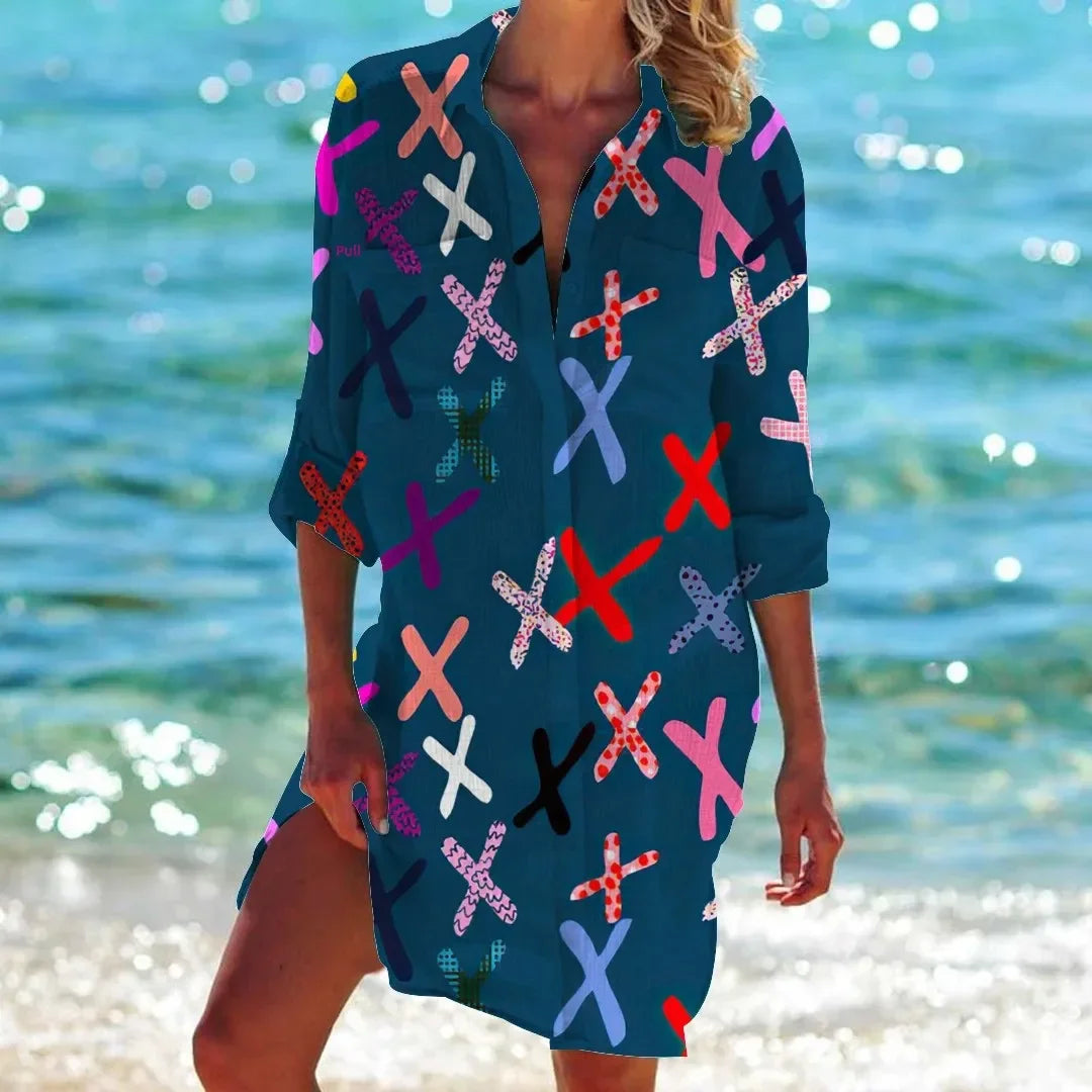 3.Boho Style Summer Cover-Up – Women's Tropical Print Beach Blouse Selection
