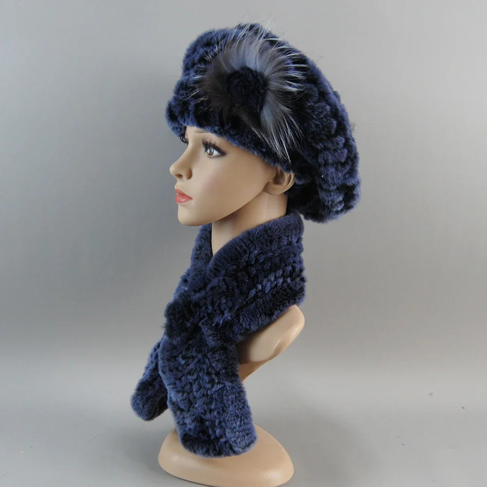 Winter Women's Faux Fur Hats And Scarves