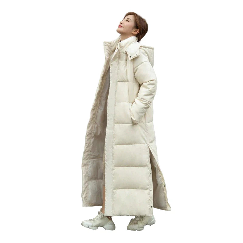 Women's Cotton Coat Loose Thick Warm Lengthen Down Cotton Hooded Long Parkas